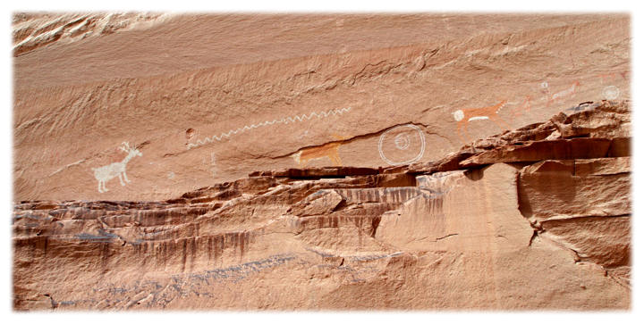 Navajo Pictographs drawn by 'Chief who wore Lambskins on his hat' in 1867, during the imprisonment of the Dine